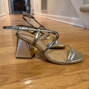 Chic Metallic Strappy Block Heels